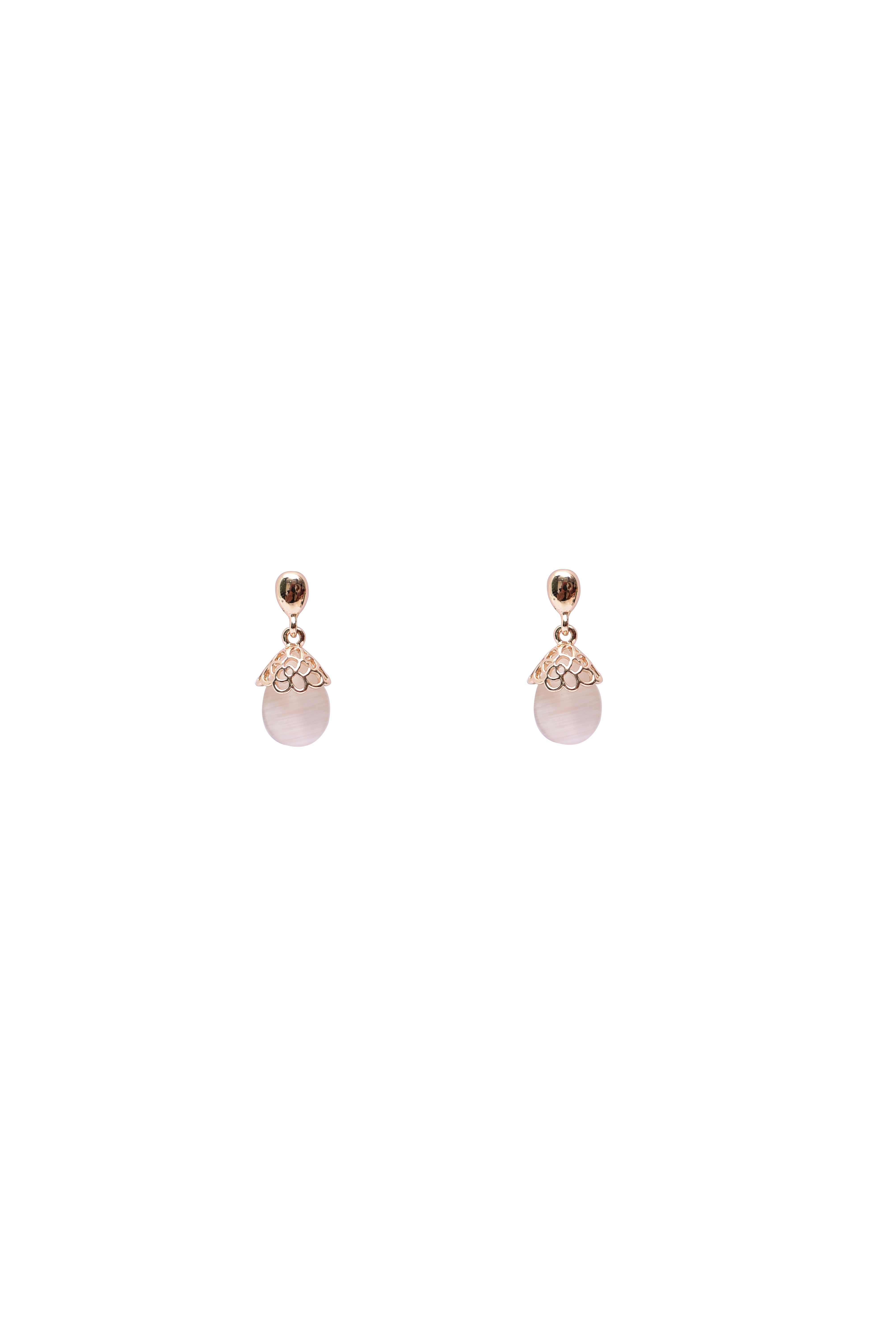 Namokriti Gold-Tone Drop Earrings with Soft Pearl Finish – Minimalist Beauty